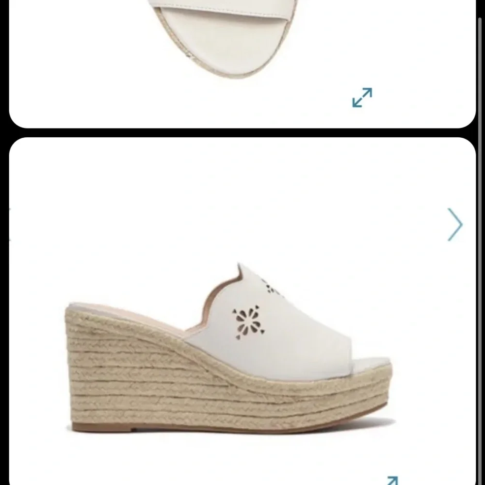 Kate Spade new York Tia Espadrille Wedge Leather Sandals White 9
